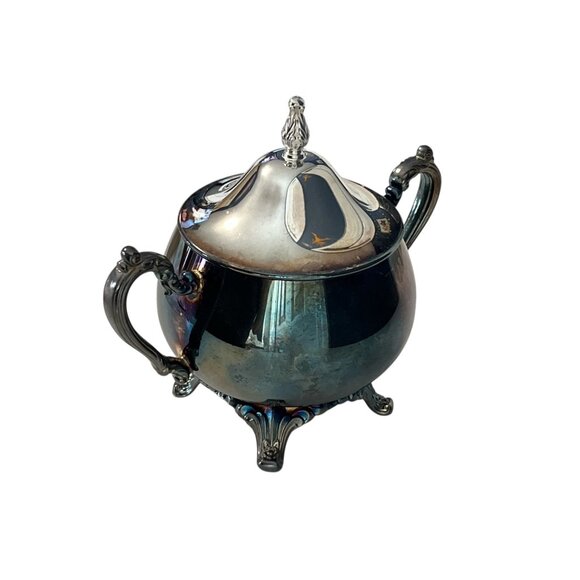 Vintage Oneida USA Silverplate Sugar Bowl with Lid – Double Handles – Footed – M - Picture 2 of 5